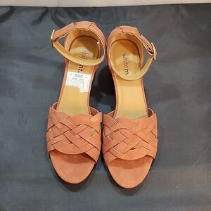 BRAND NEW WHITEMT LOW BLOCK-HEEL ADJUSTABLE BUCKLE WOMEN'S WIDE BRAIDED SANDAL